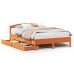 Cama sin colchón madera maciza pino marrón cera 150x200 cm