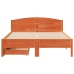Cama sin colchón madera maciza pino marrón cera 150x200 cm