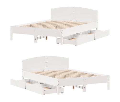 Estructura de cama sin colchón madera de pino blanca 140x200 cm