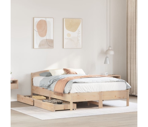 Estructura de cama sin colchón madera de pino maciza 120x200 cm