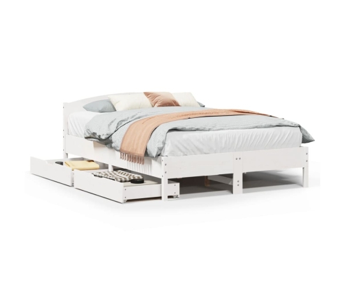 Estructura de cama sin colchón madera de pino blanca 140x190 cm