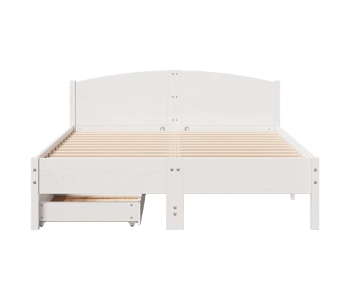 Estructura de cama sin colchón madera de pino blanca 140x190 cm