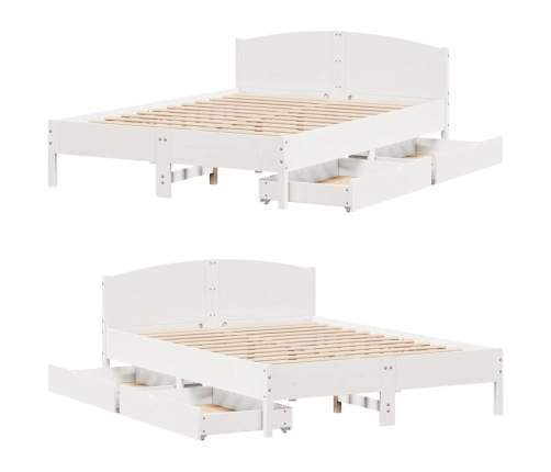 Estructura de cama sin colchón madera de pino blanca 140x190 cm