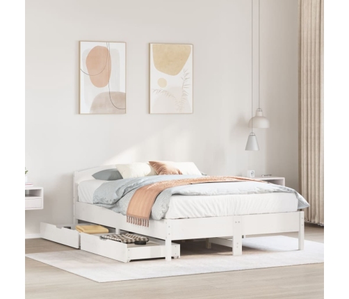 Estructura de cama sin colchón madera de pino blanca 140x190 cm