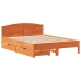 Cama sin colchón madera maciza de pino marrón cera 140x190 cm