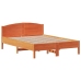 Cama sin colchón madera maciza de pino marrón cera 140x190 cm