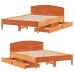 Cama sin colchón madera maciza de pino marrón cera 140x190 cm