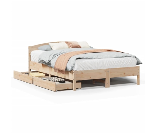 Estructura de cama sin colchón madera maciza de pino 135x190 cm