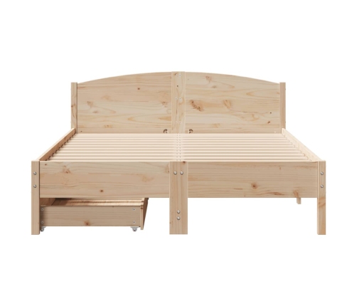 Estructura de cama sin colchón madera maciza de pino 135x190 cm