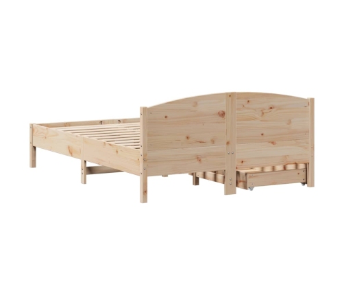 Estructura de cama sin colchón madera maciza de pino 135x190 cm