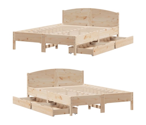 Estructura de cama sin colchón madera maciza de pino 135x190 cm