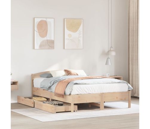 Estructura de cama sin colchón madera maciza de pino 135x190 cm