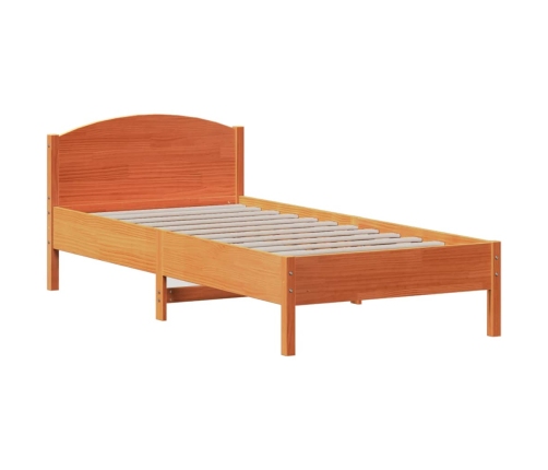 Cama sin colchón madera maciza de pino marrón cera 100x200 cm