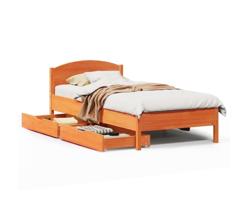 Estructura de cama sin colchón madera de pino marrón 90x200 cm