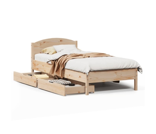 Estructura de cama sin colchón madera maciza de pino 90x190 cm