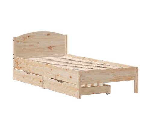 Estructura de cama sin colchón madera maciza de pino 90x190 cm