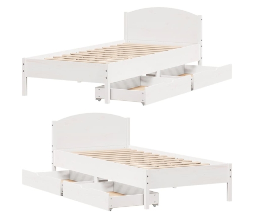 Estructura de cama sin colchón madera maciza blanca 90x190 cm