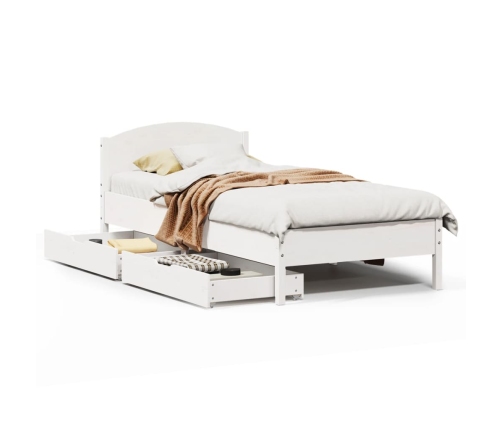 Estructura de cama sin colchón madera maciza blanca 75x190 cm