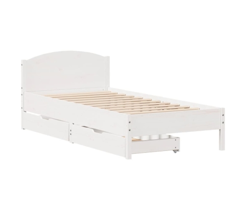 Estructura de cama sin colchón madera maciza blanca 75x190 cm