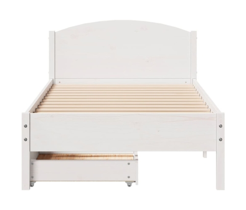 Estructura de cama sin colchón madera maciza blanca 75x190 cm