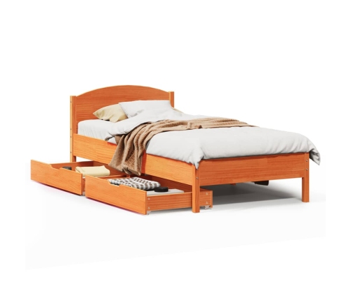 Estructura de cama sin colchón madera maciza marrón 75x190 cm