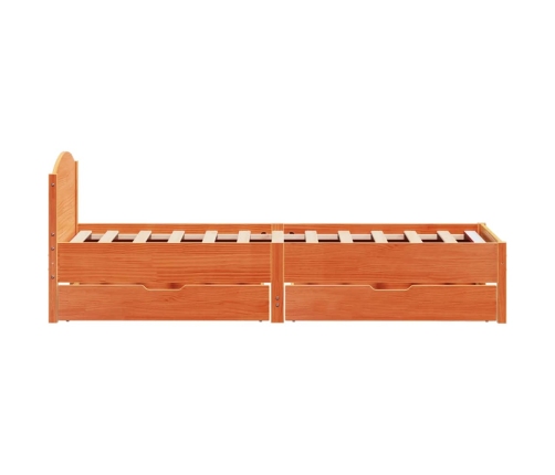 Estructura de cama sin colchón madera maciza marrón 75x190 cm