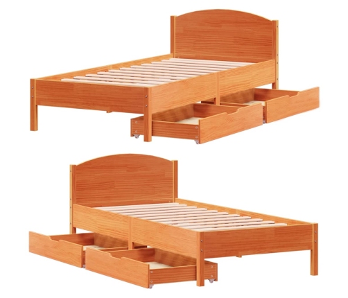 Estructura de cama sin colchón madera maciza marrón 75x190 cm