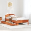 Estructura de cama sin colchón madera maciza marrón 75x190 cm