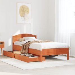 Estructura de cama sin colchón madera maciza marrón 75x190 cm