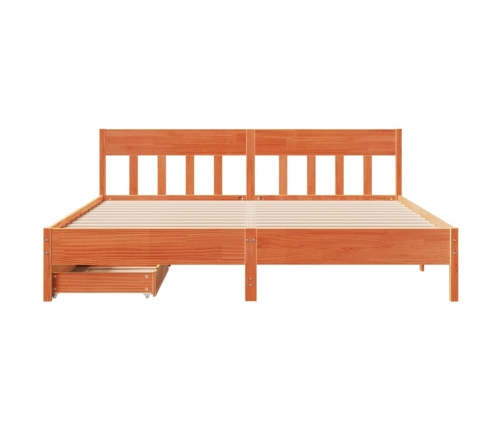 Cama sin colchón madera maciza de pino marrón cera 200x200 cm