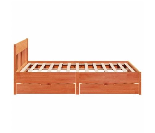 Cama sin colchón madera maciza de pino marrón cera 200x200 cm