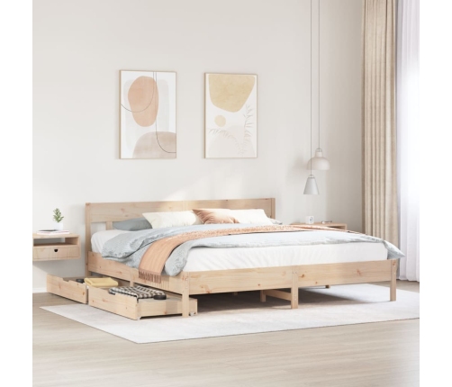 Estructura de cama sin colchón madera maciza de pino 180x200 cm