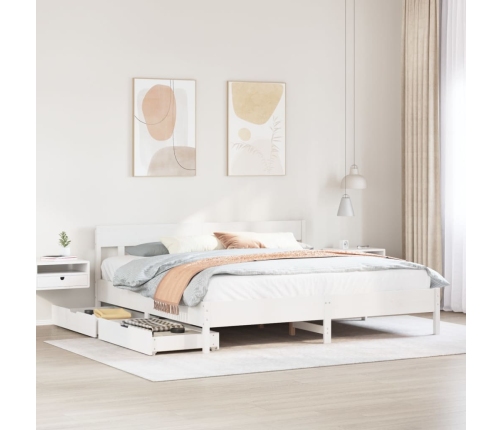 Cama sin colchón madera maciza de pino blanca 180x200 cm