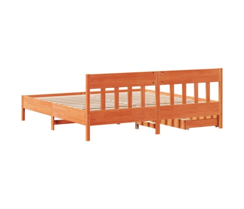 Cama sin colchón madera maciza de pino marrón cera 180x200 cm