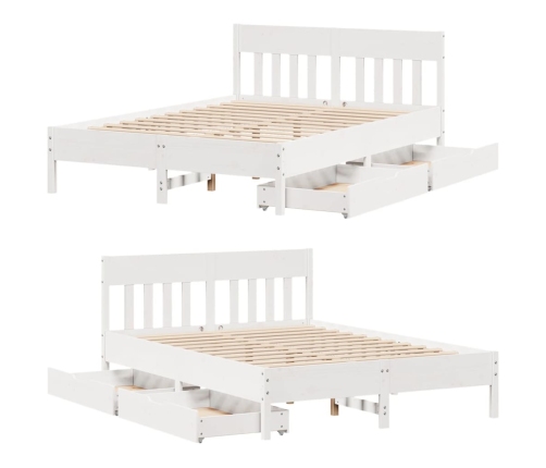 Estructura de cama sin colchón madera maciza de pino 160x200 cm