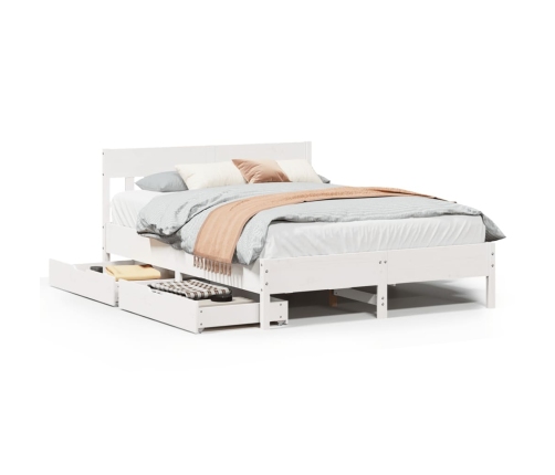 Estructura de cama sin colchón madera de pino blanca 150x200 cm