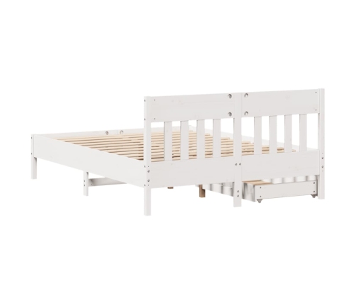 Estructura de cama sin colchón madera de pino blanca 150x200 cm