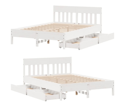 Estructura de cama sin colchón madera de pino blanca 150x200 cm