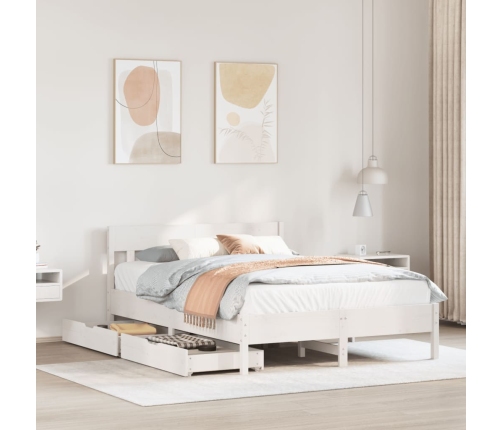 Estructura de cama sin colchón madera de pino blanca 150x200 cm