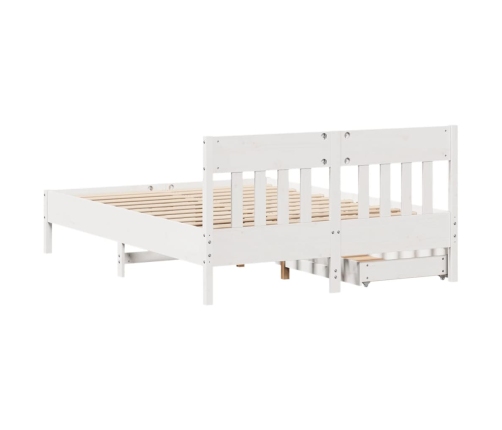 Estructura de cama sin colchón madera de pino blanca 140x200 cm