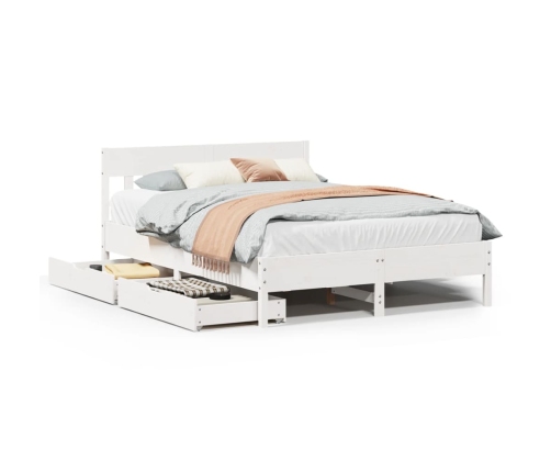 Estructura de cama sin colchón madera de pino blanca 120x200 cm