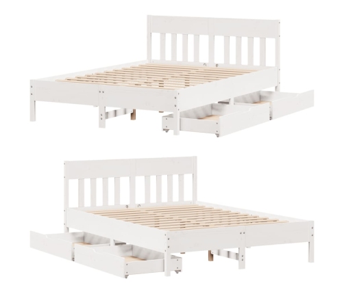 Estructura de cama sin colchón madera de pino blanca 120x200 cm