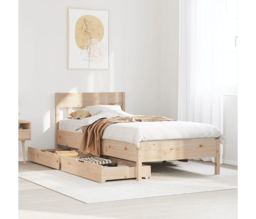 Estructura de cama sin colchón madera maciza de pino 100x200 cm