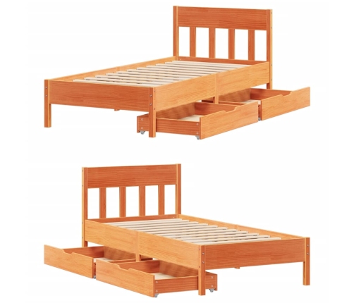 Estructura de cama sin colchón madera de pino marrón 90x200 cm