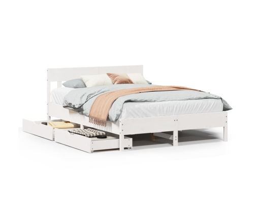 Estructura de cama sin colchón madera de pino blanca 140x190 cm