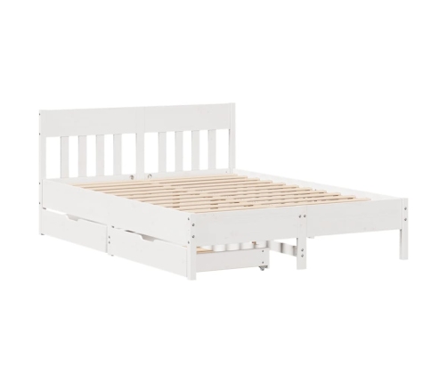 Estructura de cama sin colchón madera de pino blanca 140x190 cm