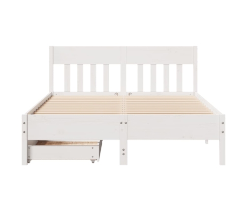 Estructura de cama sin colchón madera de pino blanca 140x190 cm