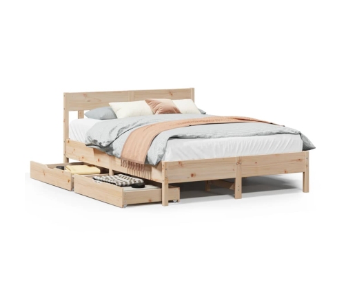 Estructura de cama sin colchón madera maciza de pino 135x190 cm