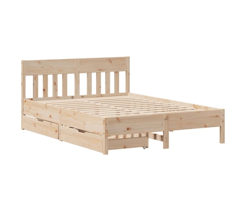 Estructura de cama sin colchón madera maciza de pino 135x190 cm