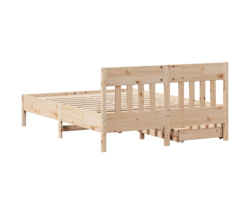 Estructura de cama sin colchón madera maciza de pino 135x190 cm